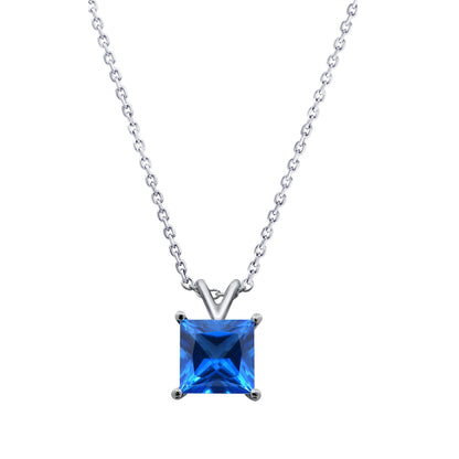 Princess-Cut Solitaire Pendant Necklace, 18"