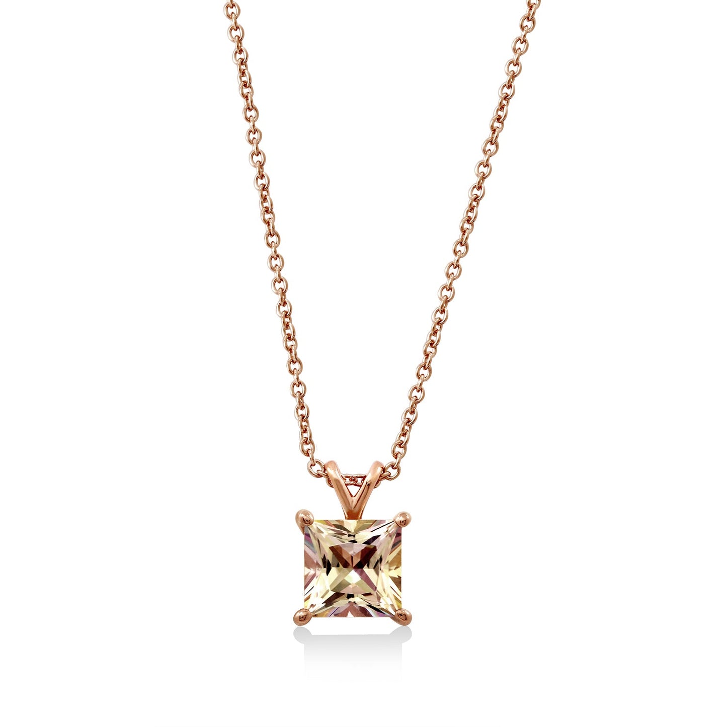 Princess-Cut Solitaire Pendant Necklace, 18"