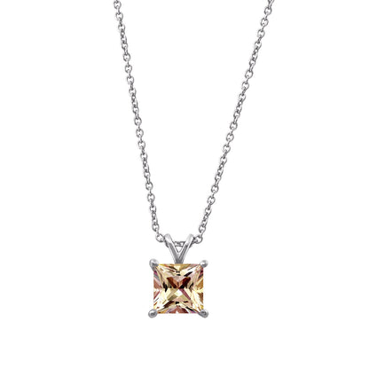 Princess-Cut Solitaire Pendant Necklace, 18"