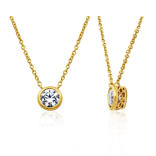 1 Cttw Round Bezel Pendant Necklace