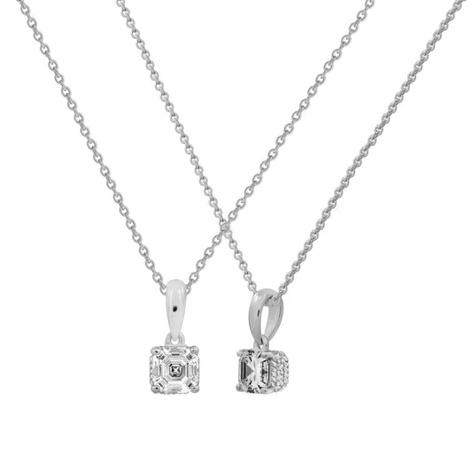 Solitaire Asscher Cut with Fancy Gallery Pendant Necklace