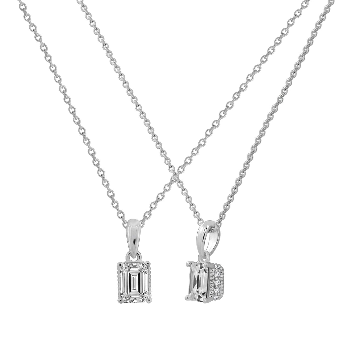 Solitaire Emerald Cut with Fancy Gallery Pendant Necklace