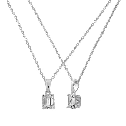 Solitaire Emerald Cut with Fancy Gallery Pendant Necklace