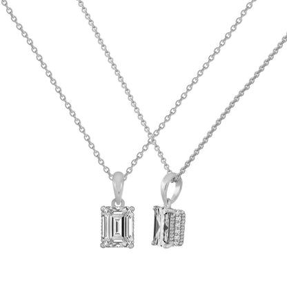 Solitaire Emerald Cut with Fancy Gallery Pendant Necklace