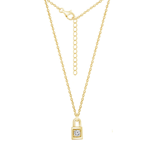 Solitaire Lock Pendant Necklace