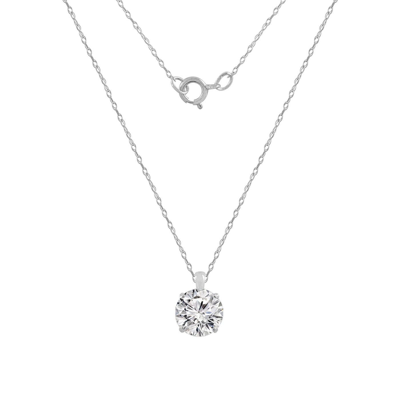 Choice Of Carat Solid Gold Round Cut Solitaire Necklace JEP26870