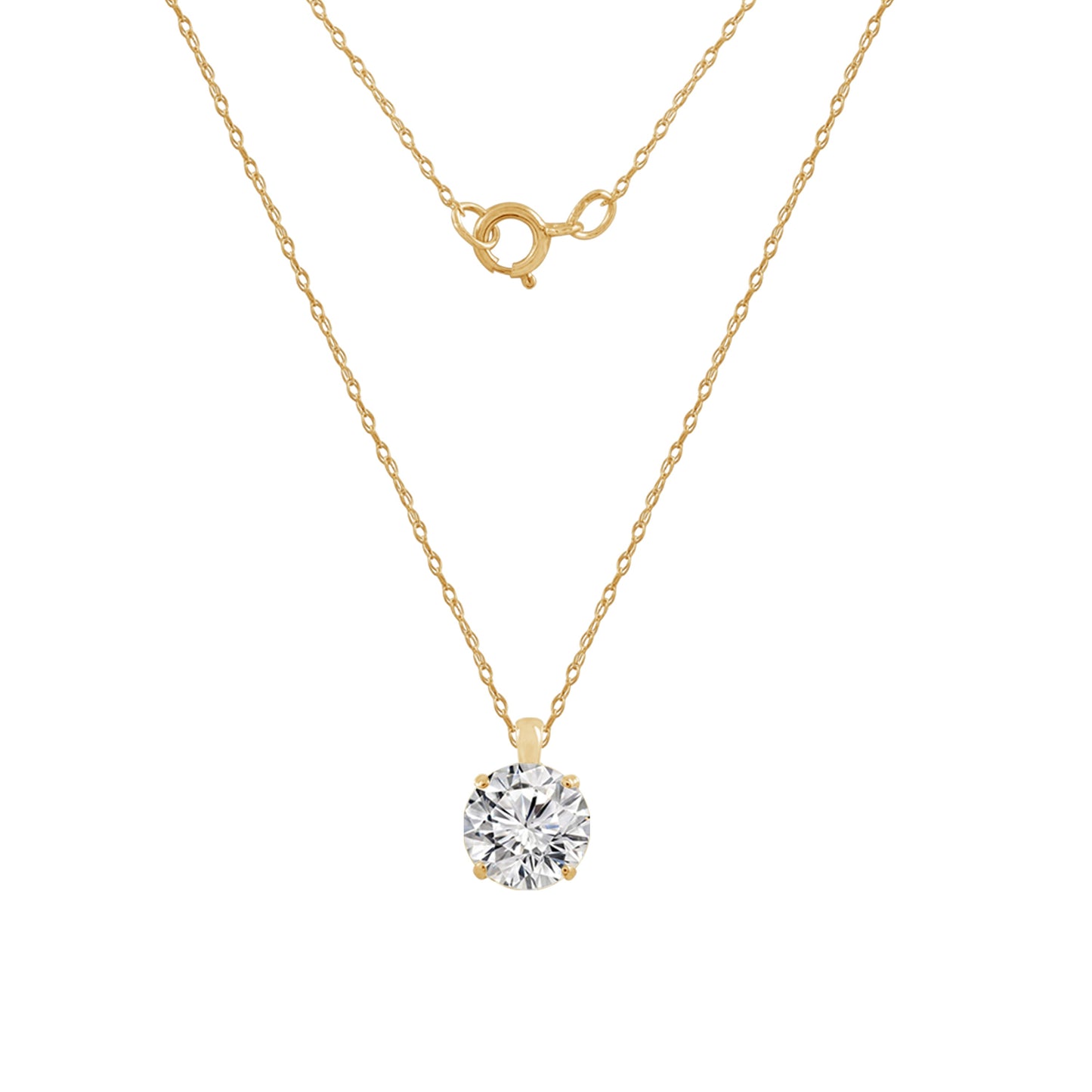 Choice Of Carat Solid Gold Round Cut Solitaire Necklace JEP26870