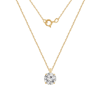 Choice Of Carat Solid Gold Round Cut Solitaire Necklace JEP26870