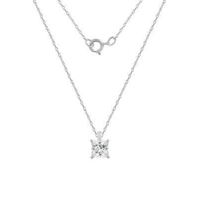 Choice Of Carat Solid Gold Princess Cut Solitaire Necklace JEP26886