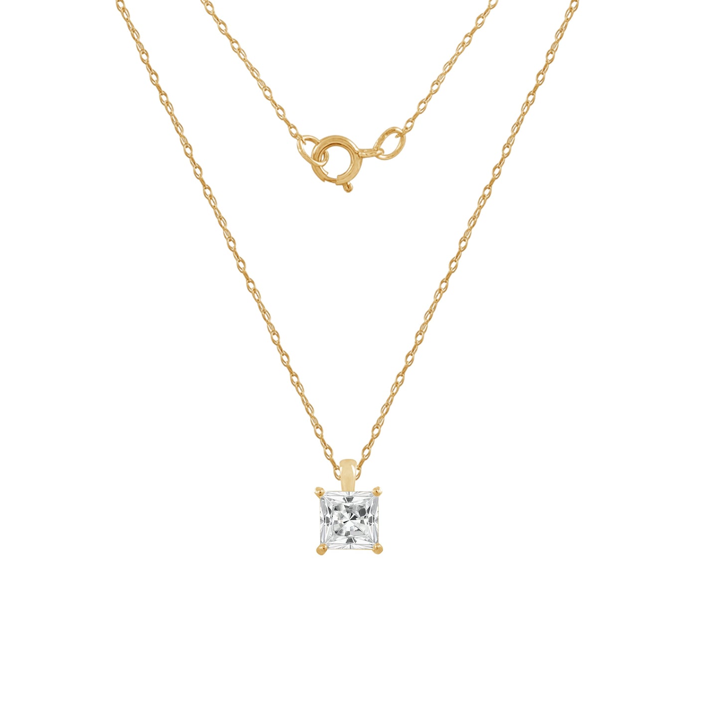 Choice Of Carat Solid Gold Princess Cut Solitaire Necklace JEP26886