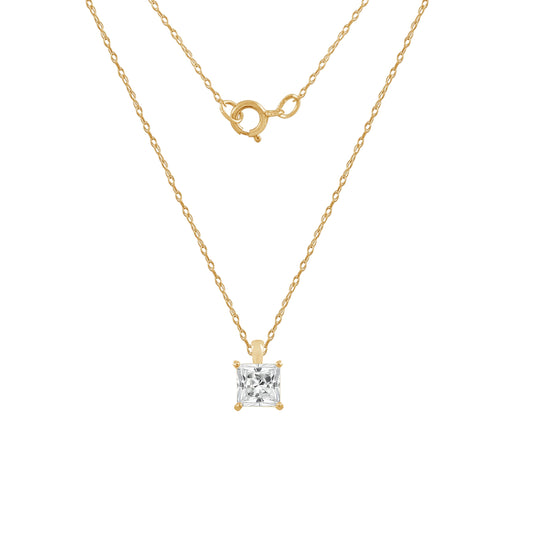 Choice Of Carat Solid Gold Princess Cut Solitaire Necklace JEP26886