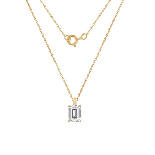 Choice Of Carat Solid Gold Emerald Cut Solitaire Necklace JEP26855