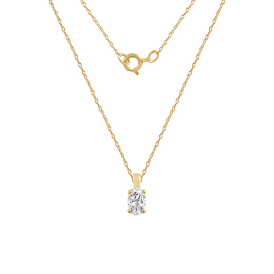 Choice Of Carat Solid Gold Oval Cut Solitaire Necklace JEP26871