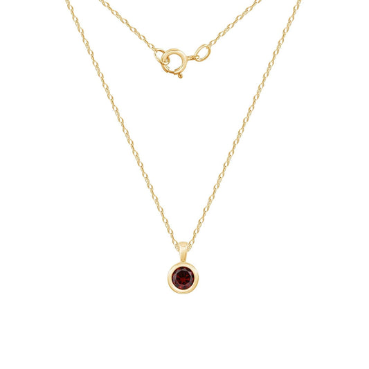 10K Solid Gold Bezel Birthstone Pendant Necklace JEP26866