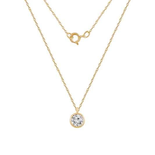 Choice of Carat Solid Gold Bezel Solitaire Pendant Necklace JEP26883