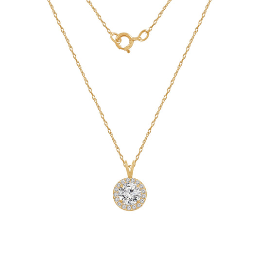 Choice of Carat Solid Gold Halo Pendant Necklace JEP27224