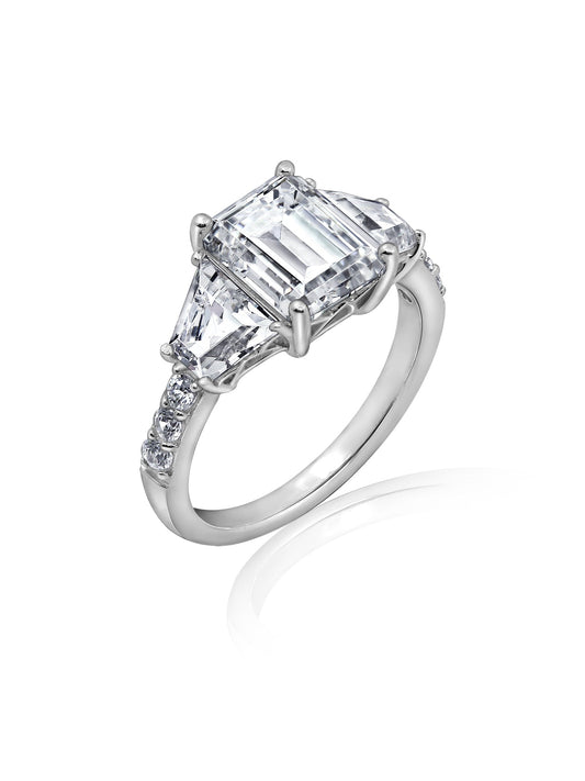 Emerald Cut with Trapeze Side Stone Cocktail Ring R2429301