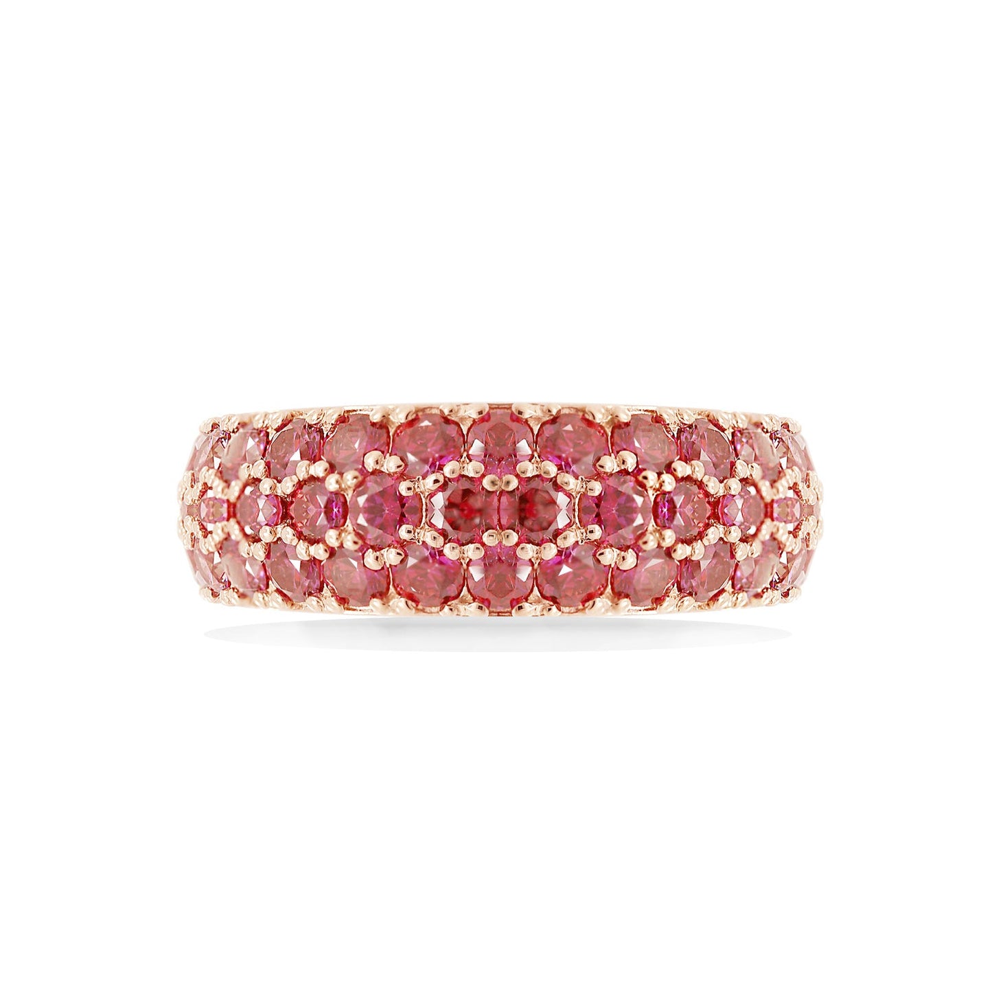 3-Row Pave Round Cut Ring