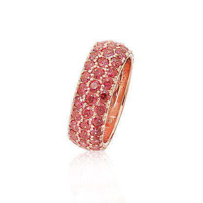 3-Row Pave Round Cut Ring