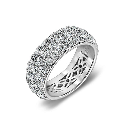 3-Row Pave Round Cut Ring