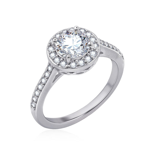 1.5 Ct Round Center Halo Ring