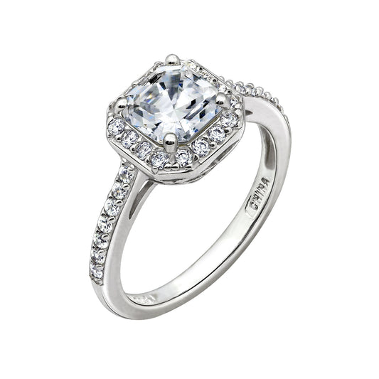 Center Asscher-Cut Halo Ring (1.5 cttw)