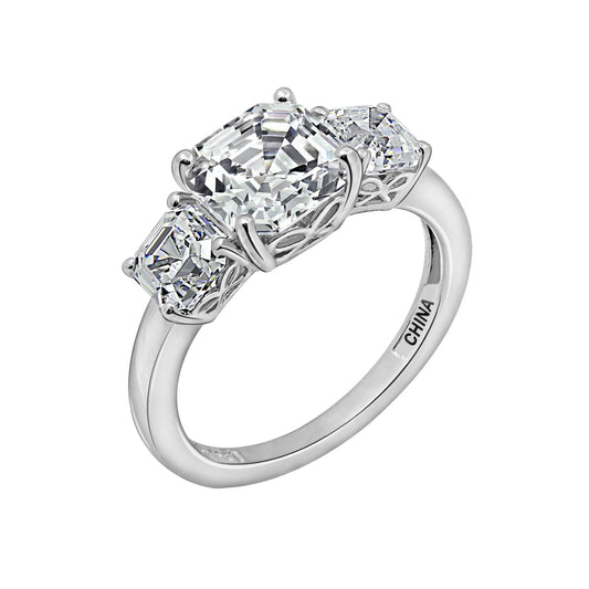 3 Cttw Asscher-Cut 3-Stone Ring