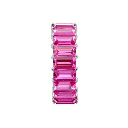 KIERA COUTURE Multicolored Princess Baguette Sterling Silver Band Ring - GEMOUR