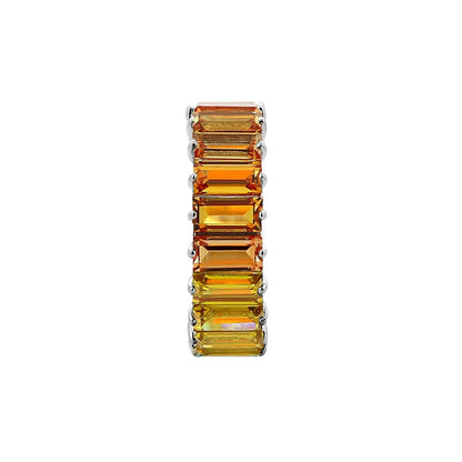 KIERA COUTURE Multicolored Princess Baguette Sterling Silver Band Ring - GEMOUR