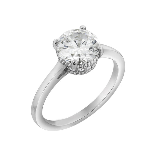 2ct Round Cut Solitaire Ring With Fancy Gallery