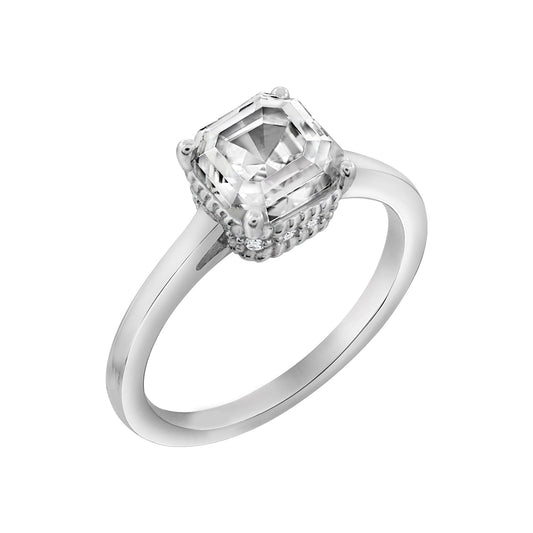 2ct Asscher Cut Solitaire Ring With Fancy Gallery