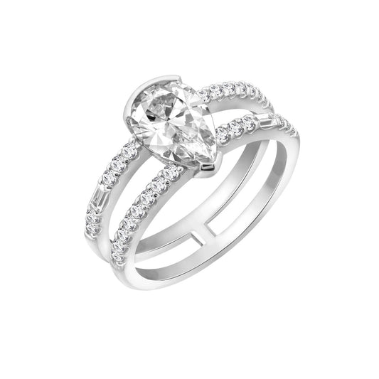 Pear CZ Split Shrank Ring JER23359