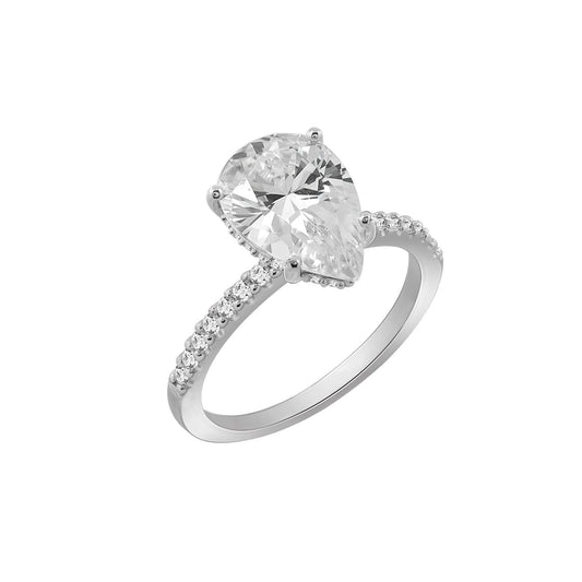 Cubic Zirconia Pear Cut Engagement Ring JER23961