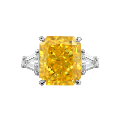 Yellow Emerald and Trapeze Cut Engagement Ring JER23968