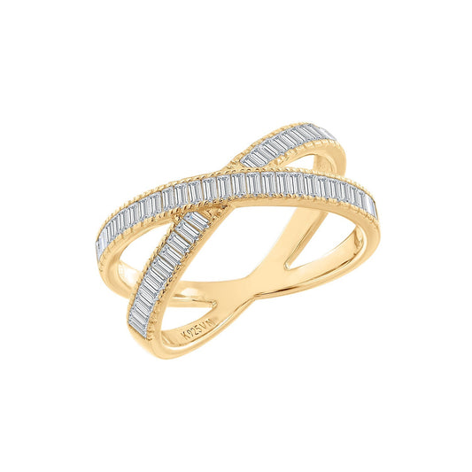 Double Vertical Baguette X Ring