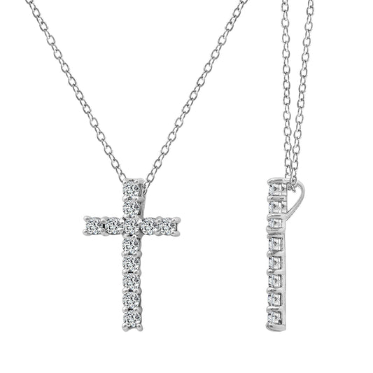 Pave Cross Pendant Necklace, 18"